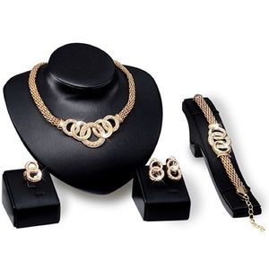 Crystal choker necklace,earrings, and bracelet